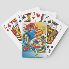 Dynamische voetballer in actie pokerkaarten