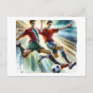 Dynamische Voetbalspelers in Actie,  Briefkaart