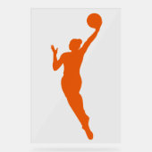 Dynamische Vrouw basketbalspeler Silhouette Design Acryl Bord (Voorkant)