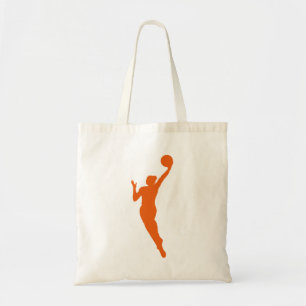 Dynamische Vrouw basketbalspeler Silhouette Design Tote Bag