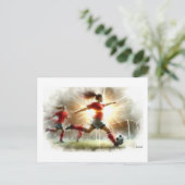 Dynamische vrouwenvoetbalwedstrijd, briefkaart (Staand voorkant)