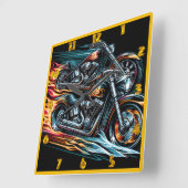 Dynamische vurige motorrace door de nacht vierkante klok (Hoek)