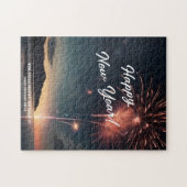 Dynamische vuurwerkfoto Gelukkig Nieuwjaar Groeten Legpuzzel (Horizontaal)