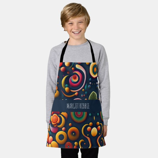 Dynamische wervelende cirkels Abstract regenboogpa Schort (Gedragen)