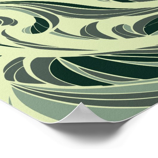 Dynamische werveling van groene en beige golven poster (Hoek)