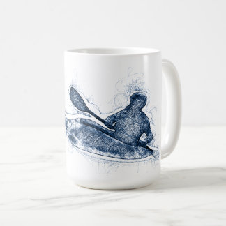 Dynamische whitewater-kajakker lijnkunst koffiemok