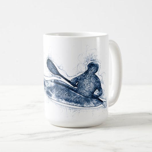 Dynamische whitewater-kajakker lijnkunst koffiemok (Voorkant rechts)