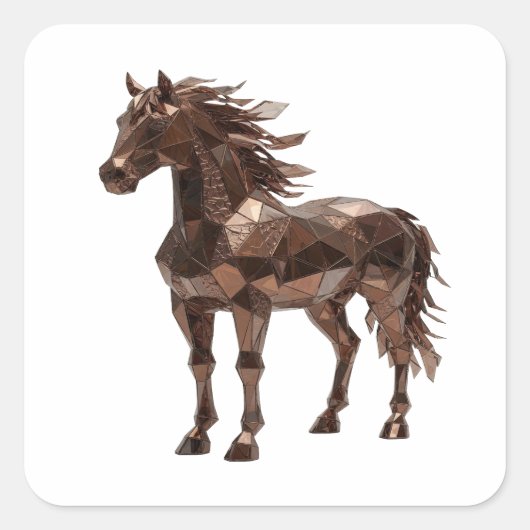 Dynamische zilveren KOPEREN PAARD Sticker afbeeldi (Voorkant)