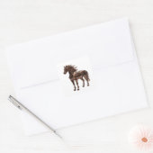 Dynamische zilveren KOPEREN PAARD Sticker afbeeldi (Envelop)