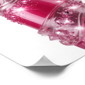 Dynamische Zilveren ROZE GLITTER FLES Poster (Hoek)