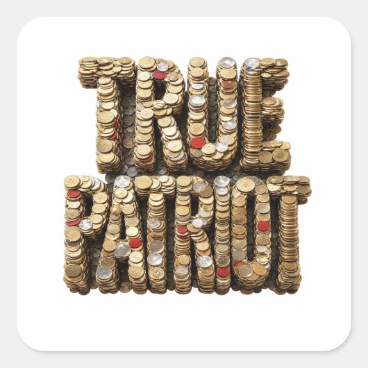 Dynamische Zilveren TRUE PATRIOT Vierkante Sticker (Voorkant)