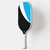 Dynamische zwart witte hemel blauwe vegen krommen pickleball paddle (Links)