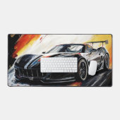 Dynamische zwarte raceauto abstract schilderkunst bureaumat (Keyboard & Muis)
