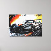 Dynamische zwarte raceauto abstract schilderkunst canvas afdruk (Voorkant)