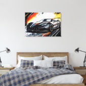 Dynamische zwarte raceauto abstract schilderkunst canvas afdruk (Insitu (Slaapkamer))