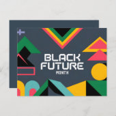 Dynamische Zwarte Toekomst Maand Abstract Geometri Feestdagenkaart (Voorkant / Achterkant)