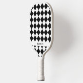 Dynamische Zwarte & Witte Diagonale Schaakbord Naa Pickleball Paddle (Links)