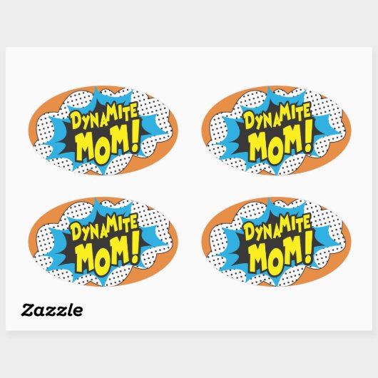 Dynamite mam! -Glanzend, Ovale Sticker (Vel)