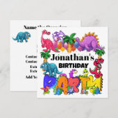 DYNAMITE-O-SAURUS DINOSAUR INVITATIE KAART (Voorkant / Achterkant)