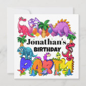 DYNAMITE-O-SAURUS DINOSAUR INVITATIE KAART (Voorkant)