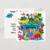 DYNAMITE-O-SAURUS DINOSAUR INVITATIE KAART (Voorkant / Achterkant)
