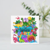 DYNAMITE-O-SAURUS DINOSAUR INVITATIE KAART (Staand voorkant)