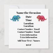 DYNAMITE-O-SAURUS DINOSAUR INVITATIE KAART (Achterkant)