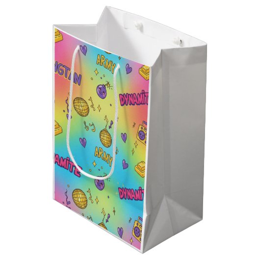 Dynamite Pop Art Rainbow Pattern Medium Cadeauzakje (Voorkant Gekanteld)