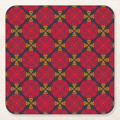 Dynasty Geometry: Rood Traditioneel Chinees Patroo Kartonnen Onderzetters (Voorkant)