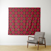 Dynasty Geometry: Rood Traditioneel Chinees Patroo Wandkleed (In Situ (horizontaal))