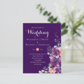 Dynasty Paarse Gember Bloemige Trouw Uitnodigingen (Staand voorkant)