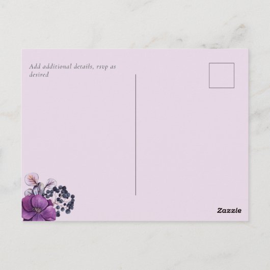 Dynasty Paarse Gember Bloemige Trouw Uitnodigingen (Achterkant)