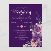 Dynasty Paarse Gember Bloemige Trouw Uitnodigingen (Voorkant)