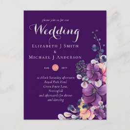 Dynasty Paarse Gember Bloemige Trouw Uitnodigingen