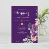 Dynasty Paarse Ginger Floral Wedding Invites Envel (Staand voorkant)
