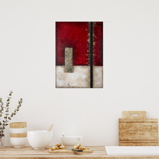 Dynasty - Red Abstract Art Poster (Keuken)