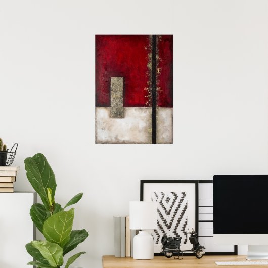 Dynasty - Red Abstract Art Poster (Thuiskantoor)