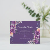 Dynasty Wedding Save the Date Paarse Ginger Floral Briefkaart (Staand voorkant)