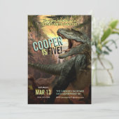 DynoMite T-Rex | Dinosaur Invitation Boys Birthday Kaart (Staand voorkant)