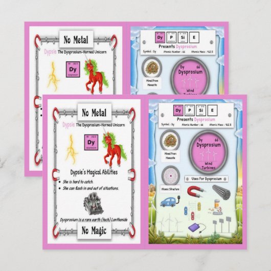 Dypsie - Dysprosium Horn Unicorn Briefkaart (Voorkant / Achterkant)