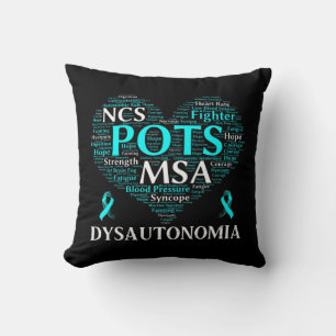 Dysautonomia Awareness Blauwgroen Ribbon T-Shirt71 Kussen