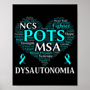 Dysautonomia Awareness Blauwgroen Ribbon T-Shirt71 Poster