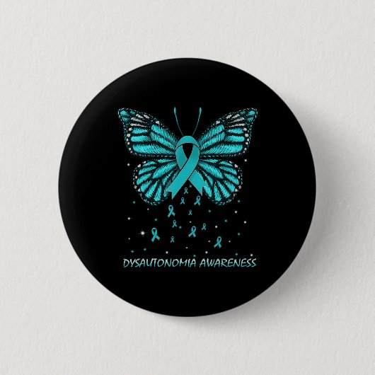 Dysautonomia Awareness Butterfly T-Shirt86 Ronde Button 5,7 Cm (Voorkant)