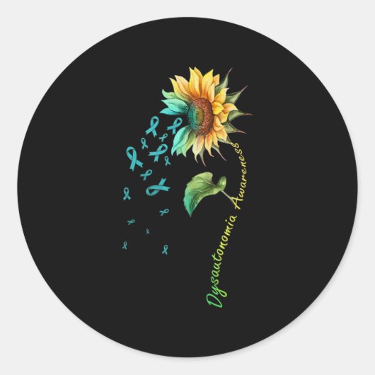 Dysautonomia Awareness Sunflower Shirt33 Ronde Sticker (Voorkant)
