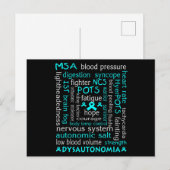 Dysautonomia Awareness T-shirt Blauwgroen Ribbon G Briefkaart (Voorkant / Achterkant)