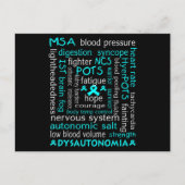 Dysautonomia Awareness T-shirt Blauwgroen Ribbon G Briefkaart (Voorkant)