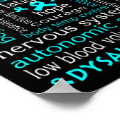 Dysautonomia Awareness T-shirt Blauwgroen Ribbon G Poster (Hoek)