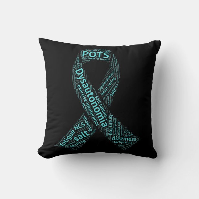 Dysautonomia Awareness T-shirt - Turquoise Ribbon Kussen (Voorkant)