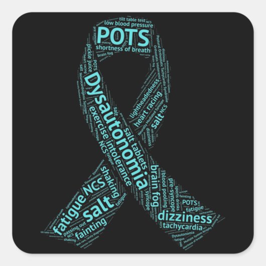 Dysautonomia Awareness T-shirt - Turquoise Ribbon Vierkante Sticker (Voorkant)