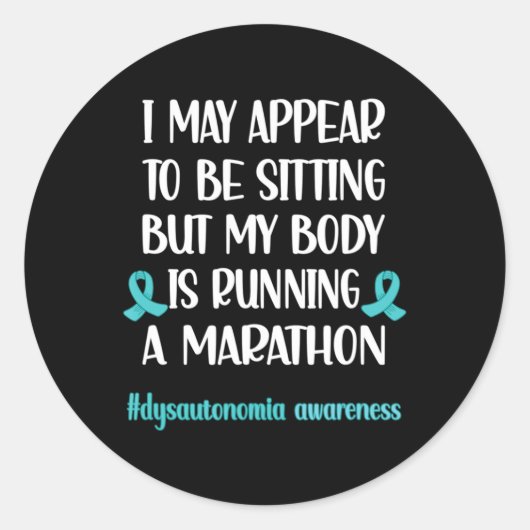Dysautonomia POTS Turquoise Ribbon Autonomic Dysfu Ronde Sticker (Voorkant)